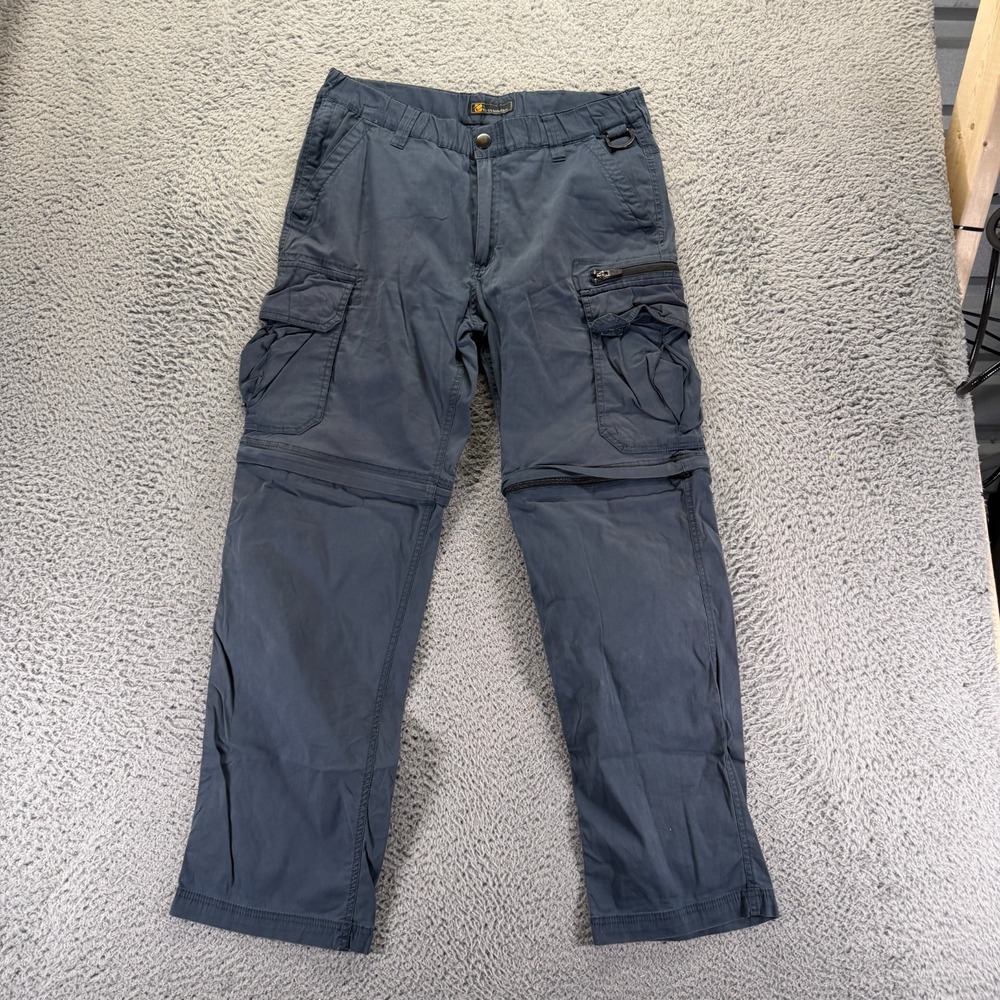 BC Clothing Pant Mens 34x31 Blue Cargo Straight Leg Workwear Convertible Utility
